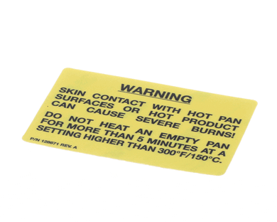 GROEN 128671 LABEL  WARNING  HOT SURFACE